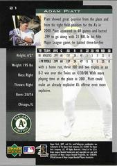Back | Adam Piatt Baseball Cards 2001 Upper Deck MVP