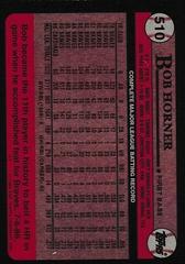 Back Of Card | Bob Horner Baseball Cards 1989 Topps