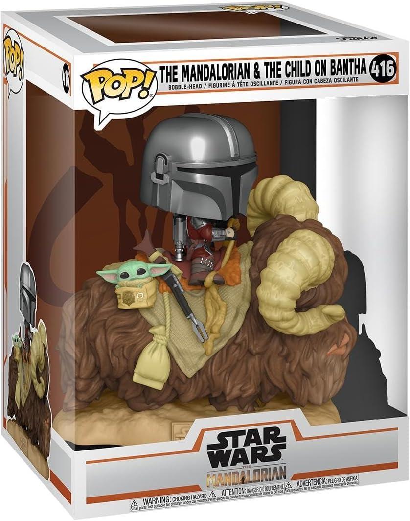 The Mandalorian & The Child On Bantha #416 Star Wars Funko Pop box and figure