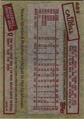 Back Of Card | Bill Caudill Baseball Cards 1985 Topps