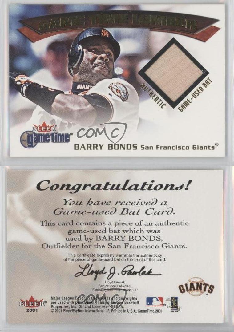 Barry Bonds Baseball Cards 2001 Fleer Game Time Famers Lumber