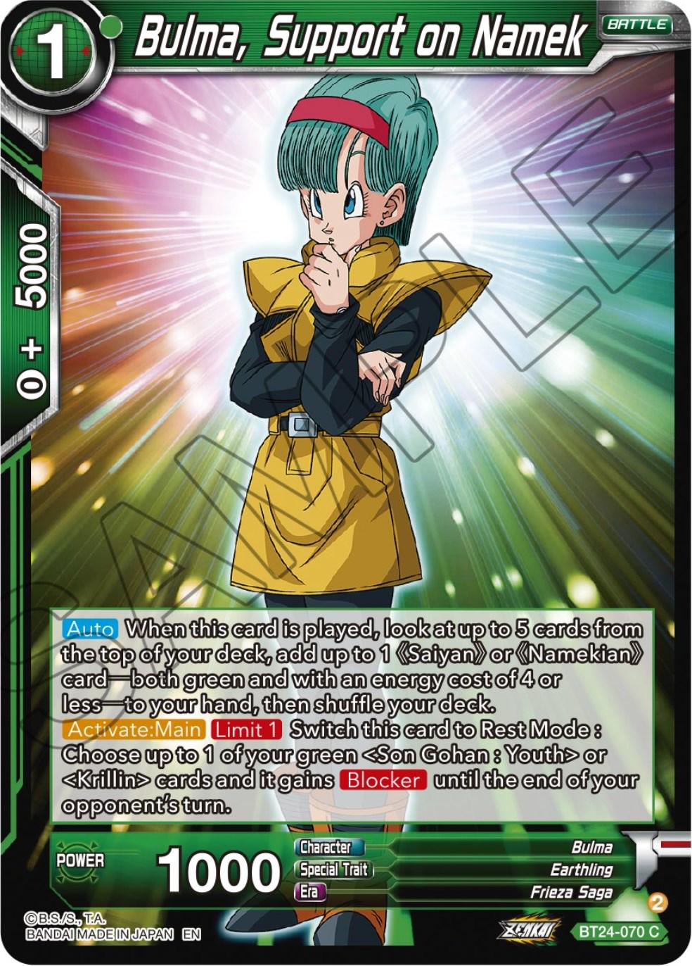 Bulma, Support on Namek BT24-070 Dragon Ball Super Beyond Generations