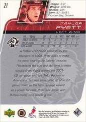Back Of Card | Taylor Pyatt Hockey Cards 2002 Upper Deck