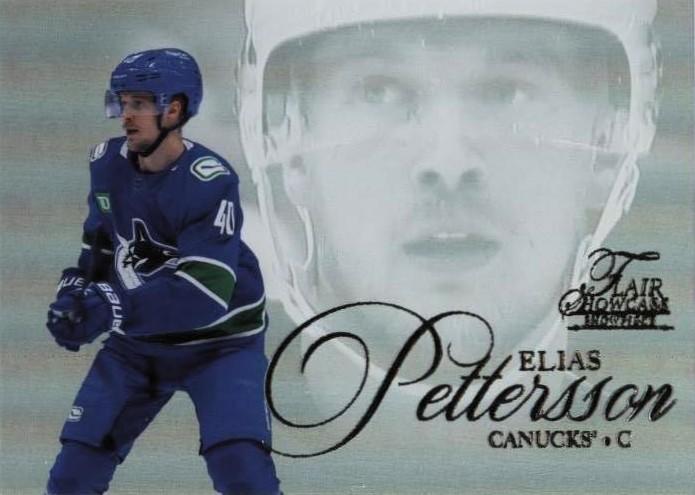 Elias Pettersson #18 2023 Fleer Ultra Flair Showcase Showpiece Hockey