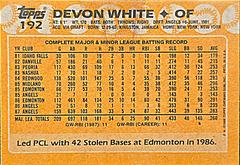 Back | Devon White Baseball Cards 1988 Topps