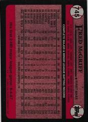 Back Of Card | Fred McGriff Baseball Cards 1989 Topps