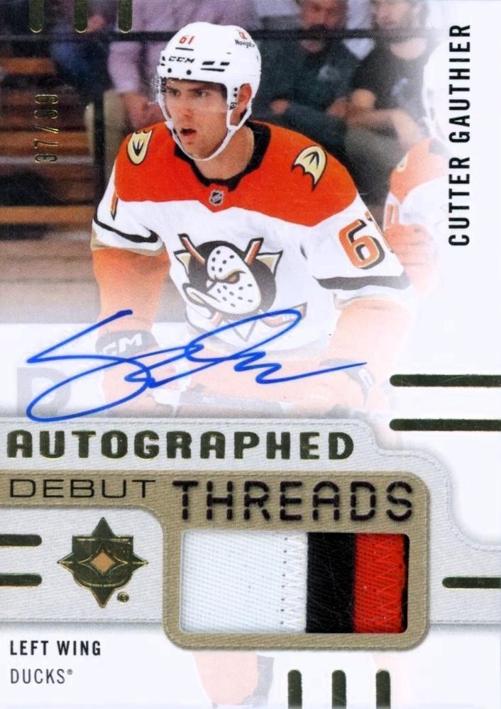Cutter Gauthier #ADT-CG 2024 Ultimate Collection Autograph Debut Threads Hockey