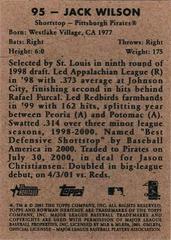 Back Of Card | Jack Wilson Baseball Cards 2001 Bowman Heritage