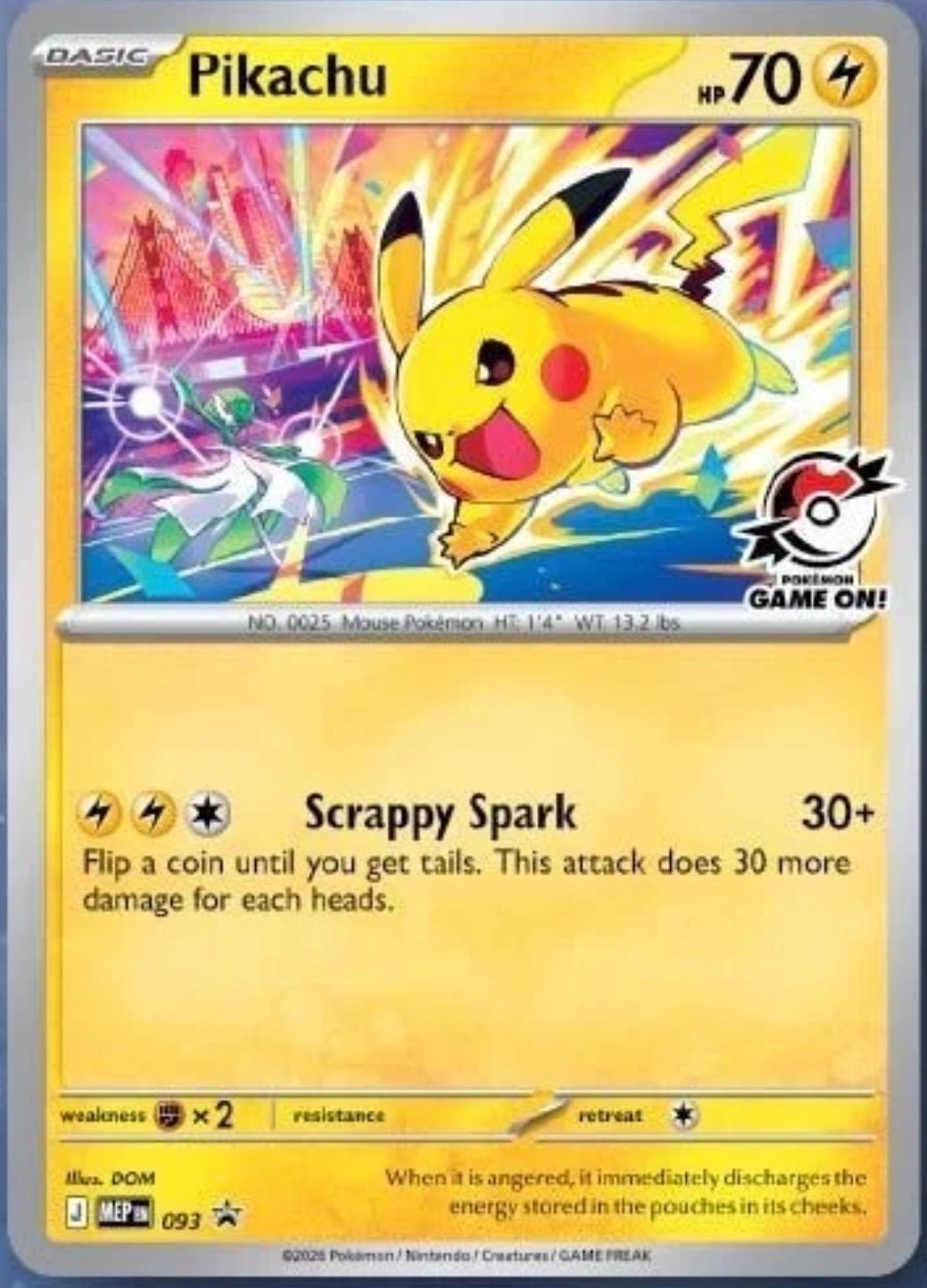PIkachu [Game On] #93 Pokémon Card from Pokemon Promo Set 