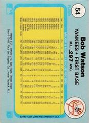 Back Of Card | Bob Watson Baseball Cards 1982 Fleer