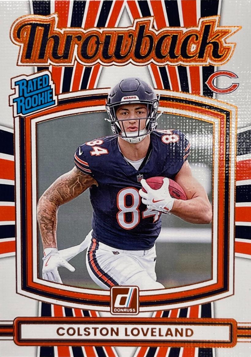 Colston Loveland #8 2025 Panini Donruss Rated Rookie Throwback Football