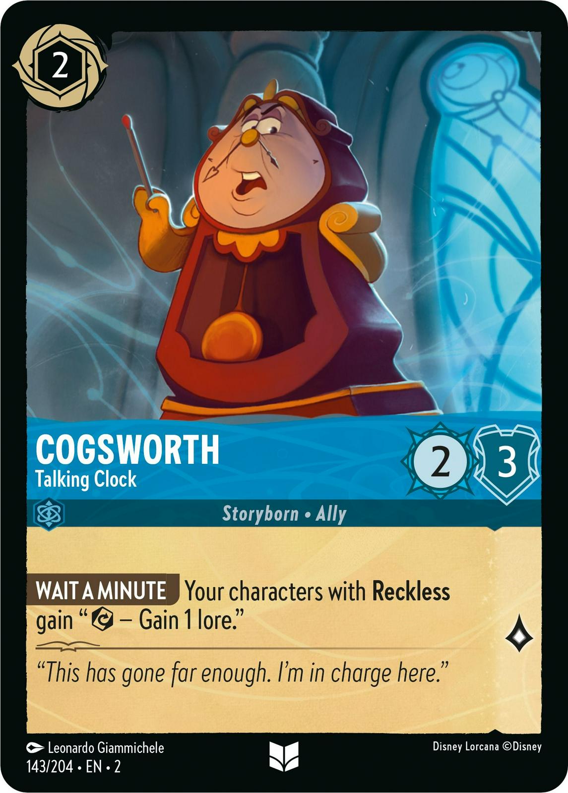 Cogsworth - Talking Clock #143 Lorcana Rise of the Floodborn