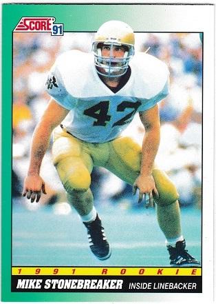 Mike Stonebreaker #319 Football Cards 1991 Score
