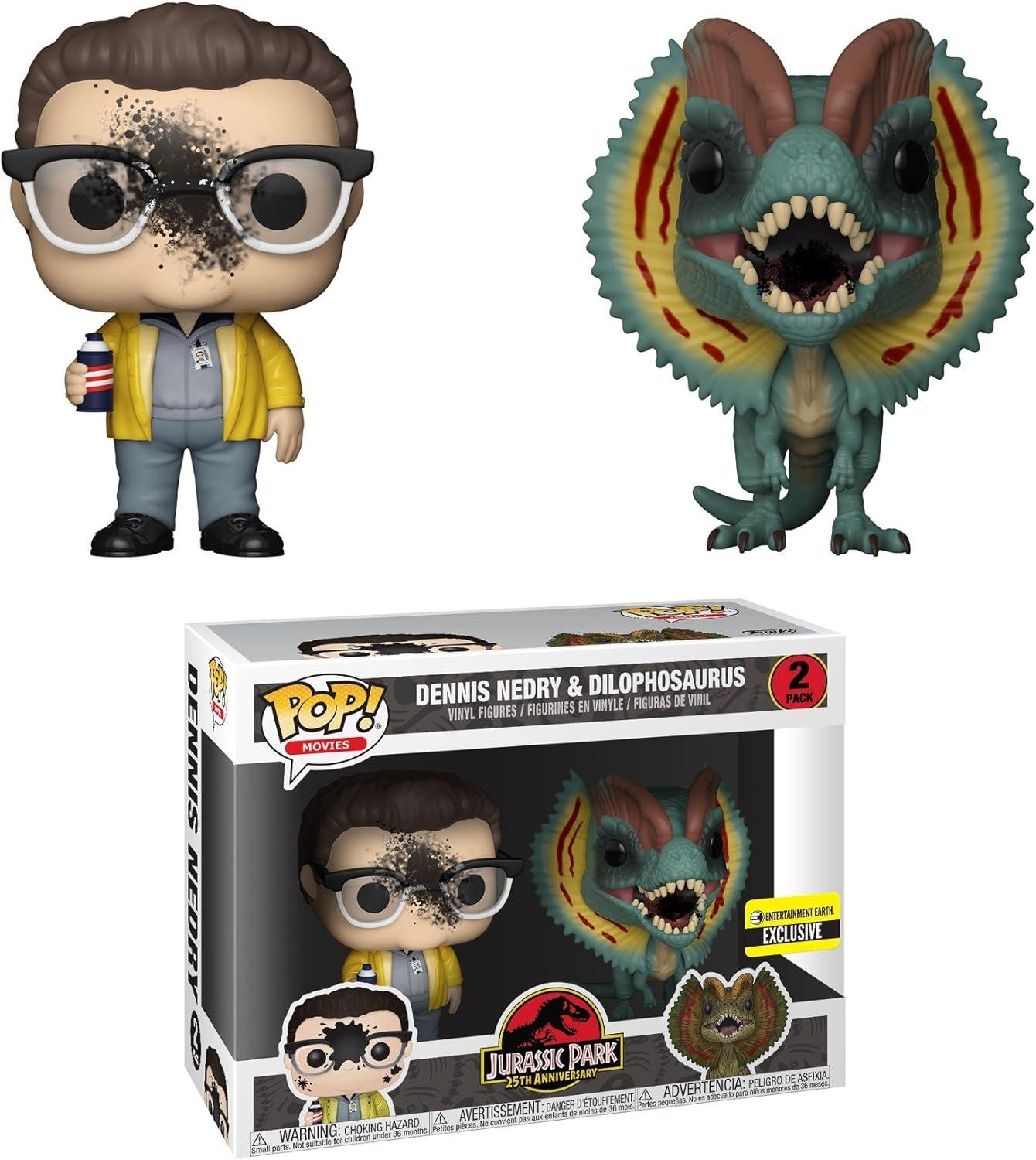 Dennis Nedry & Dilophosaurus 2 Pack Jurassic Park Funko Pop Entertainment Earth exclusive box and figure