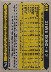 Back Of Card | Steve Lyons Baseball Cards 1987 Topps