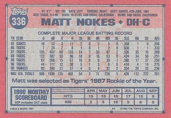 Matt Nokes, Standard, back