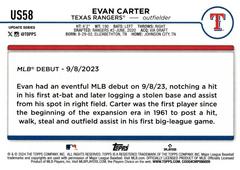 Back Of Card | Evan Carter Baseball Cards 2024 Topps Update