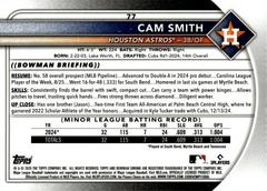 Back Of Card | Cam Smith [Refractor] Baseball Cards 2025 Bowman Chrome
