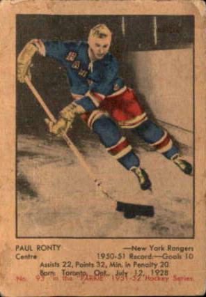Paul Ronty #95 Hockey Cards 1951 Parkhurst
