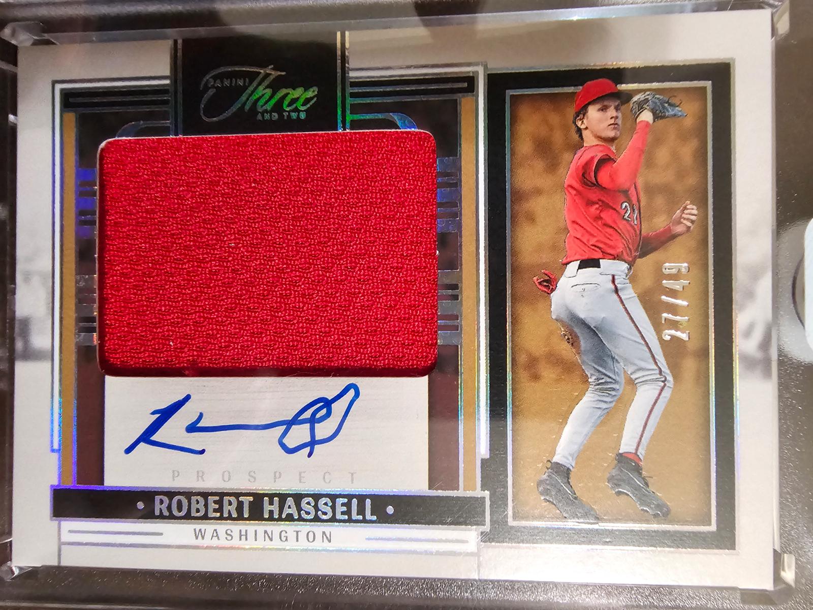 Robert Hassell #76 2024 Panini Three and Two Baseball Prospect Jersey Autographs