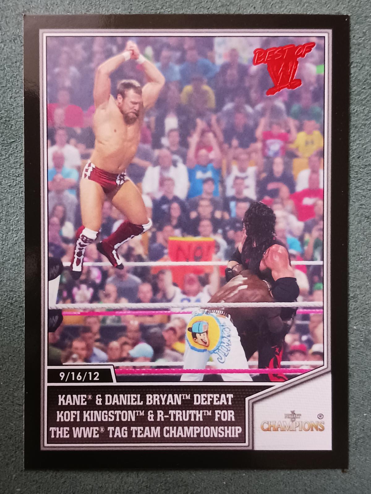 Kane and Daniel Bryan Defeat Kofi Kingston and R Truth for the WWE Tag Team Championship #49 Wrestling Cards 2013 Topps Best of WWE
