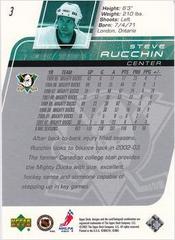 Back Of Card | Steve Rucchin Hockey Cards 2002 Upper Deck