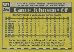 Back Of Card | Lance Johnson Baseball Cards 1990 Topps