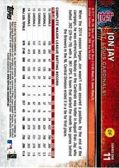 Back Of Card | Jon Jay Baseball Cards 2015 Topps