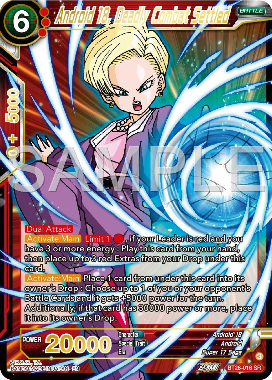 Android 18, Deadly Combat Settled Bt26-016 Dragon Ball Super Ultimate Advent