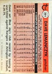 Back Of Card | Dave Lemanczyk Baseball Cards 1981 Topps
