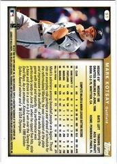 Back Of Card | Mark Kotsay Baseball Cards 1999 Topps