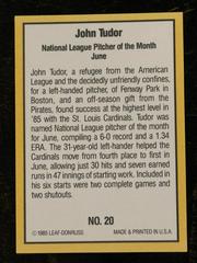 Back | John Tudor Baseball Cards 1985 Donruss Highlights