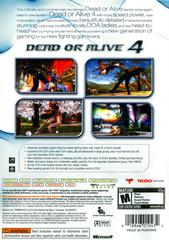 Back Cover | Dead or Alive 4 Xbox 360