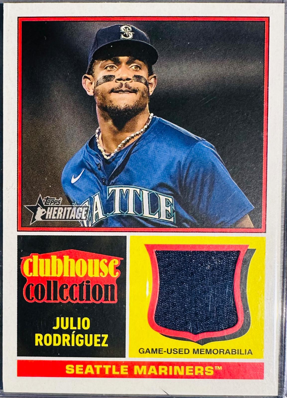 Julio Rodriguez #CCR-JR Baseball Cards 2025 Topps Heritage Clubhouse Collection Relic