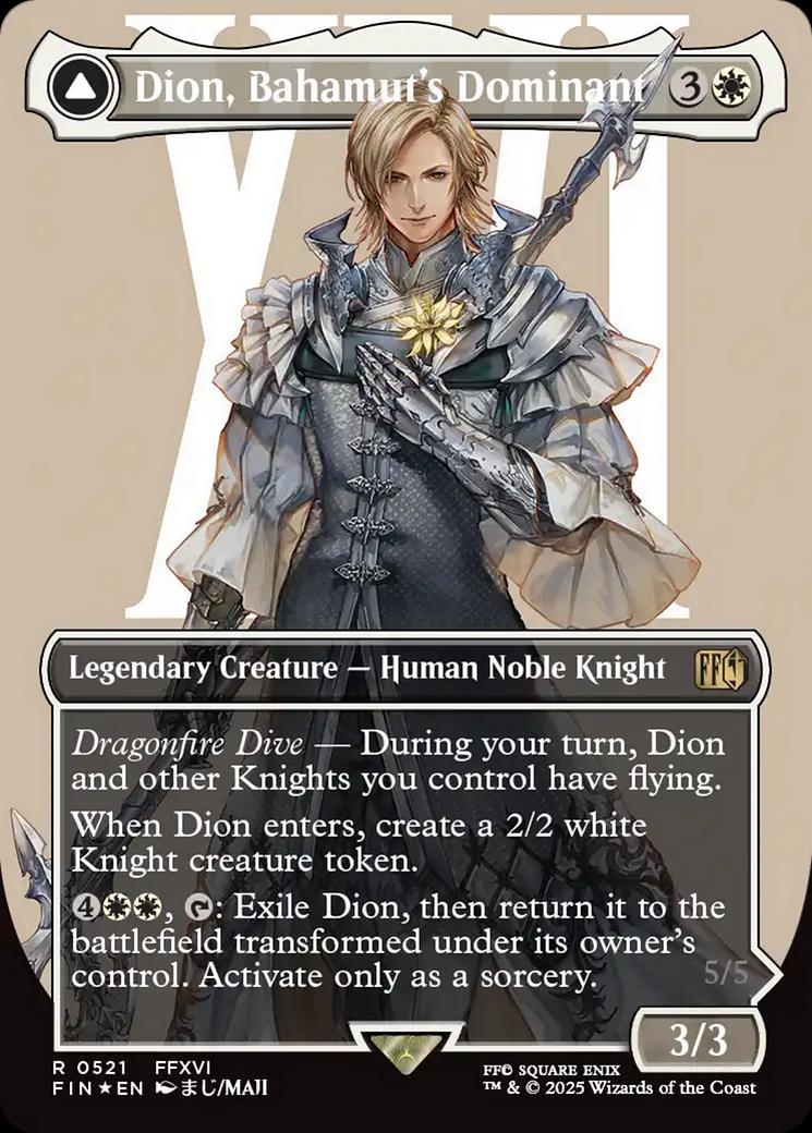 【サージFOIL】ヴィンセント、ディオン、ゼノス、異邦の詩人、ファング、他3枚 Dion, Bahamut's Dominant [Borderless Surge Foil] #521 Prices