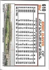Back Of Card | Eric Davis Baseball Cards 1992 Topps