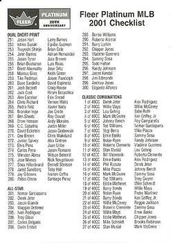 Checklist: 251-300 And Inserts Baseball Cards 2001 Fleer Platinum