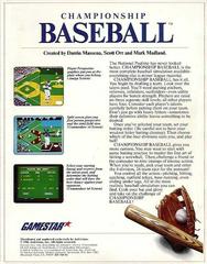 US Back Cover | Championship Baseball Commodore 64