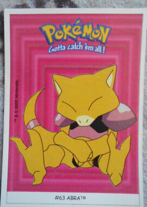 Abra #63 from Pokemon 2000 Dunkin Boomer