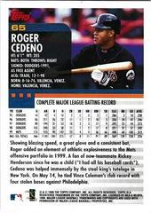 Back Of Card | Roger Cedeno Baseball Cards 2000 Topps