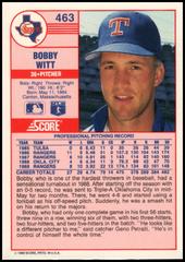 Back Of Card | Bobby Witt Baseball Cards 1989 Score
