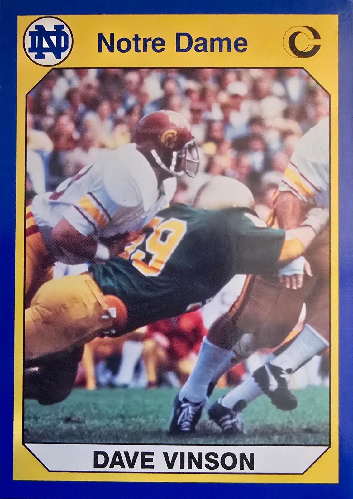Dave Vinson #34 Football Cards 1990 Notre Dame Collegiate Collection