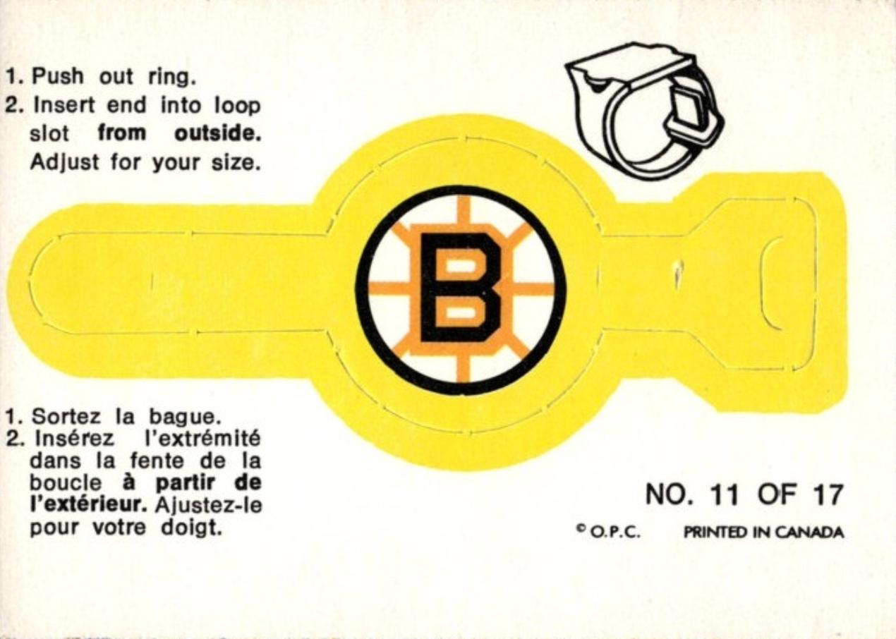 Boston Bruins #11 1973 O Pee Chee Rings Hockey