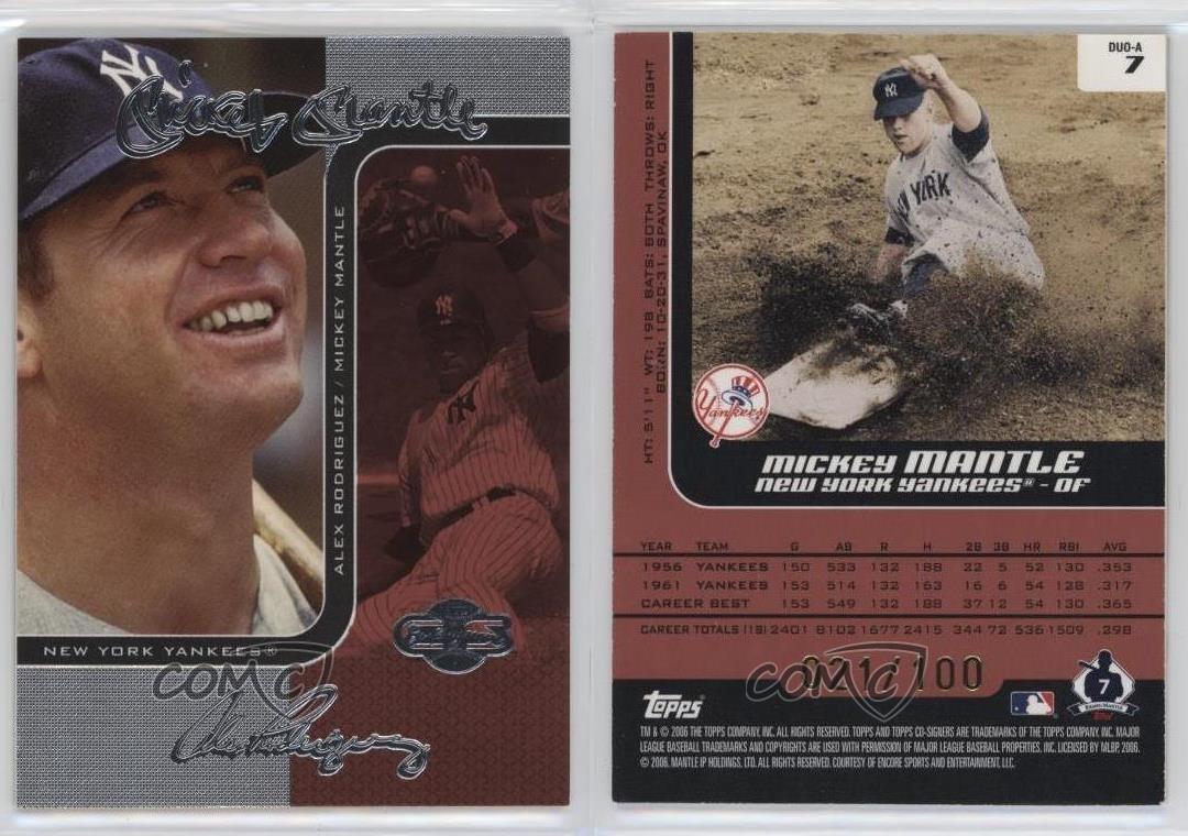 Mickey Mantle/Alex Rodriguez #DUO-A 7 Baseball Cards 2006 Topps CO Signers Changing Faces Silver Red