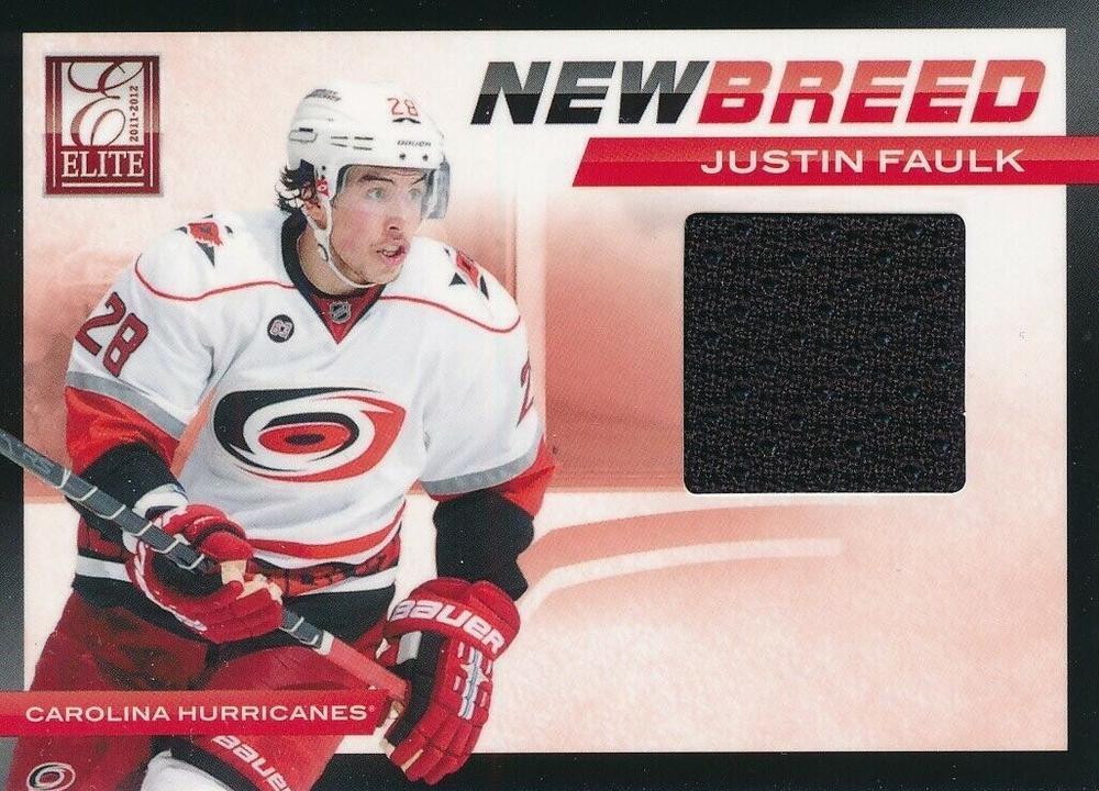 Justin Faulk #26 2011-12 Panini Elite Hockey New Breed Materials
