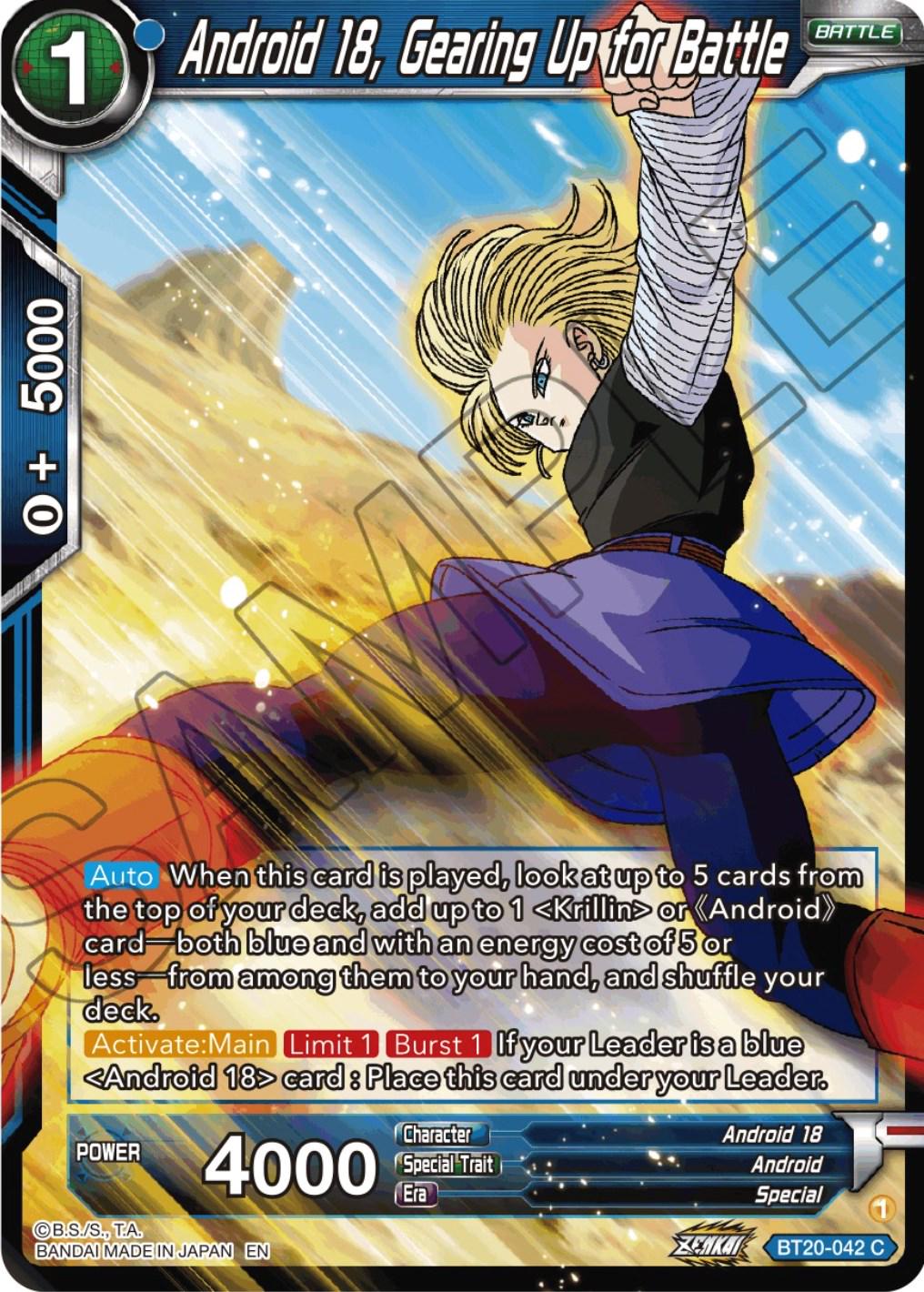 Android 18, Gearing Up for Battle BT20-042 Dragon Ball Super Power Absorbed