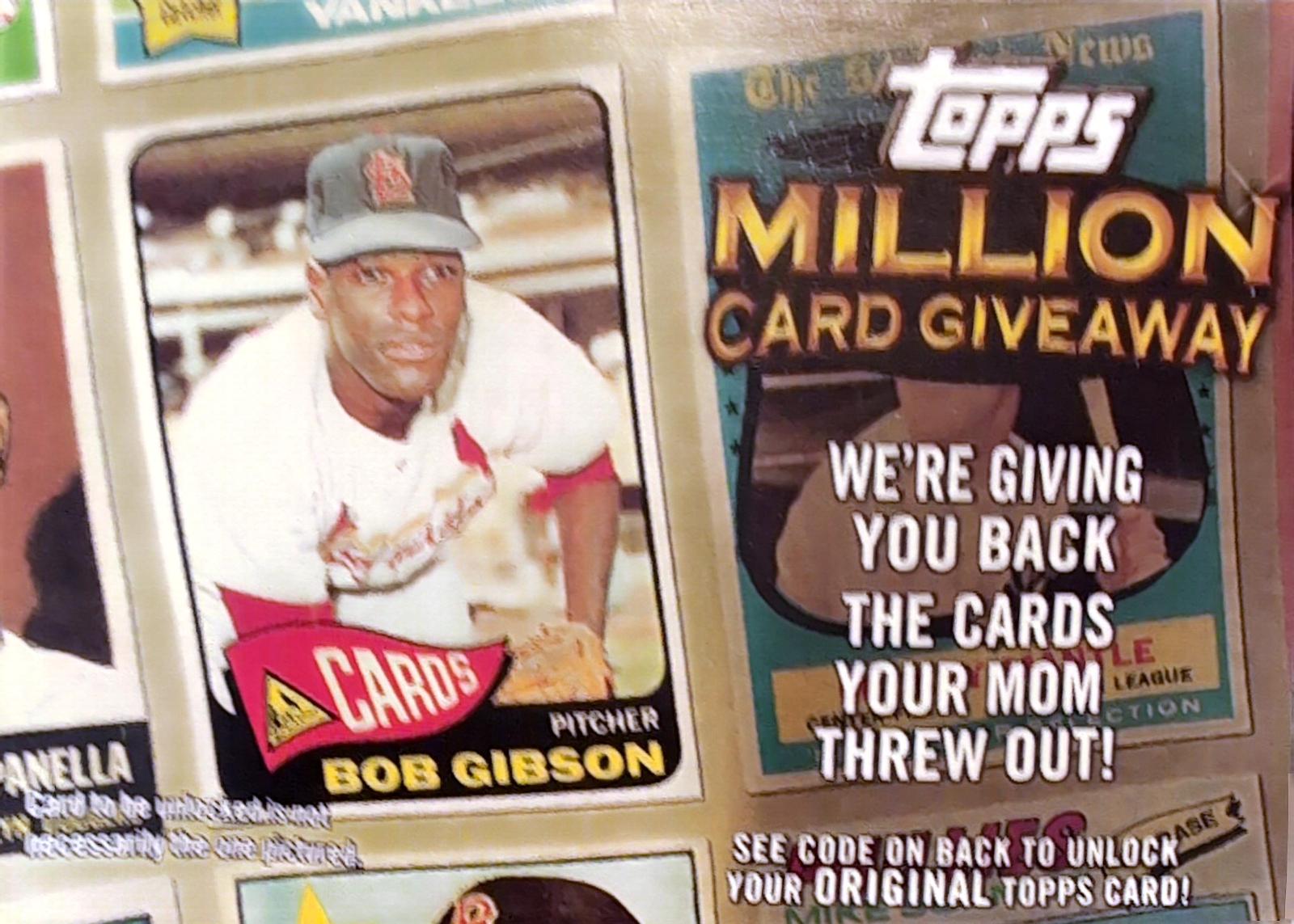 Bob Gibson #TMC-13 Baseball Cards 2010 Topps Million Card Giveaway Code Card