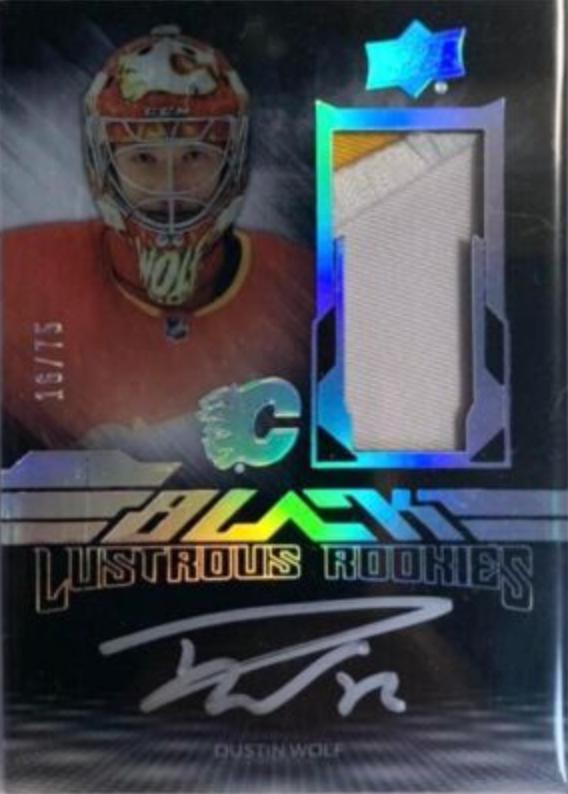 Dustin Wolf #LRAP-DW Hockey Cards 2023 SPx UD Black Lustrous Rookie Auto Patch