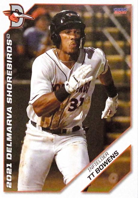 TT Bowens #3 2021 Choice Delmarva Shorebirds Baseball