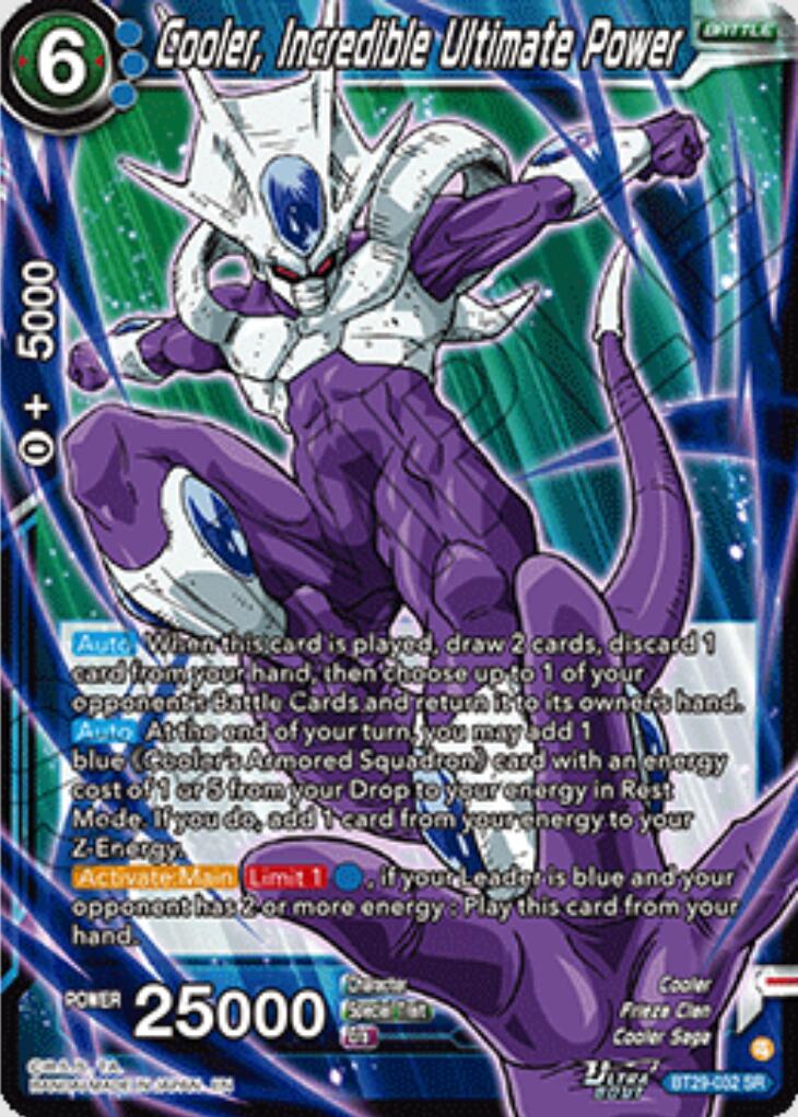 Cooler, Incredible Ultimate Power BT29-032 Prices | Dragon Ball Super  Fearsome Rivals | Dragon Ball Cards